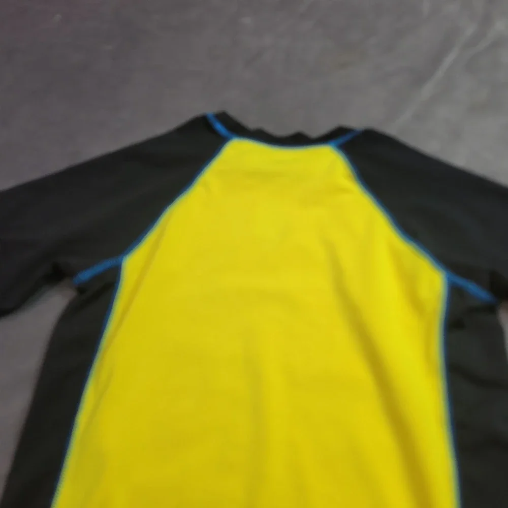 Ocean Pacific‎ Boys 8 Deep Sea Discoveries Rash Guard Yellow Black Short Sleeve